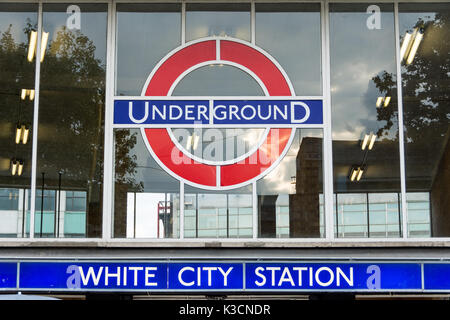 White City Underground Station in London's Shepherd's Bush area. Stock Photo