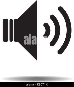 Black audio speaker volume or music speaker volume on line art icon isolated on white backgeound for apps and websites. Vector illustration EPS10 Stock Vector