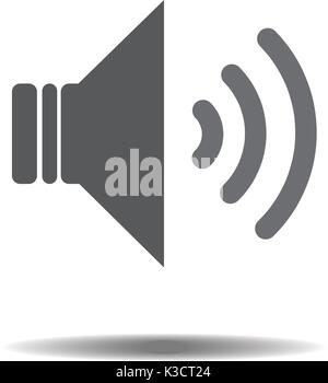 Gray audio speaker volume or music speaker volume on line art icon isolated on white backgeound with shadow for apps and websites. Vector illustration Stock Vector