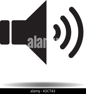 Black audio speaker volume or music speaker volume on line art icon isolated on white backgeound for apps and websites. Vector illustration EPS10 Stock Vector