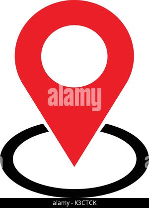 Location red check in icon vector. Pin sign Isolated on white background. Flat style for graphic design, logo, Web, UI, mobile. EPS10 Stock Vector