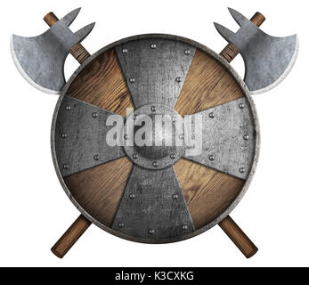 metal crusaders shield and two crossed swords 3d illustration isolated ...