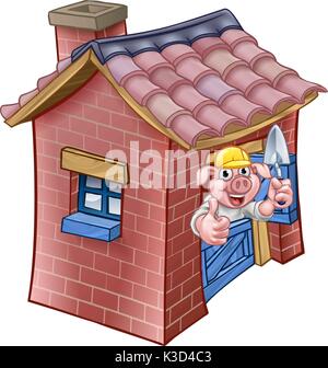 Three Little Pigs Fairy Tale Brick House Stock Vector