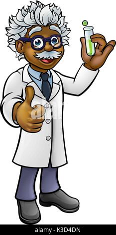 Cartoon Scientist Holding Test Tube Stock Vector