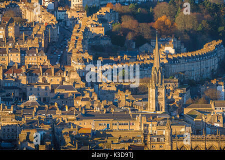 Bath UK, aerial view of the historic city of Bath showing a wide variety of architectural styles, England, UK. Stock Photo