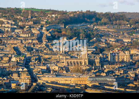 Bath UK city, aerial view of the historic city of Bath in Somerset, England, UK.