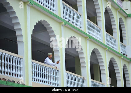 Kathmandu, Nepal. 02nd Sep, 2017. A Nepalese Muslim takes picture during celebration of Bakra Eid or Eid al-Adha or Id-ul-Azha on Saturday, September 02, 2017 in Kashmiri Jame Mosque, Kathmandu, Nepal. Bakra Eid, also known Eid al-Adha or Id-ul-Azha in Arabic, is a 'Feast of Sacrifice' and celebrated as the time to give and to sacrifice. Nepalese goverment announced a public holiday on the occasion of Bakra Eid or Eid al-Adha or Id-ul-Azha, one of the two major festivals for Muslims worldwide. Credit: Narayan Maharjan/Pacific Press/Alamy Live News Stock Photo