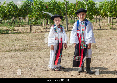 Czech folklore costume Two young boys child in Moravian folk costumes Czech Republic Europe Stock Photo