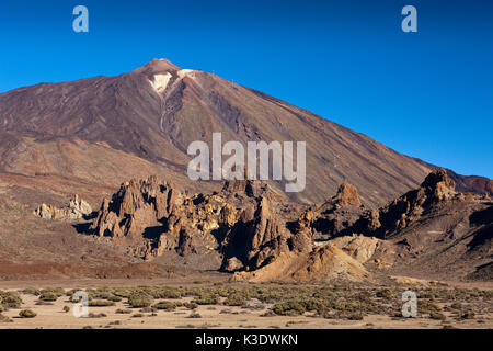 rock formation Roques de Garcia in the Teide national park, Tenerife, the Canaries, Spain, Stock Photo