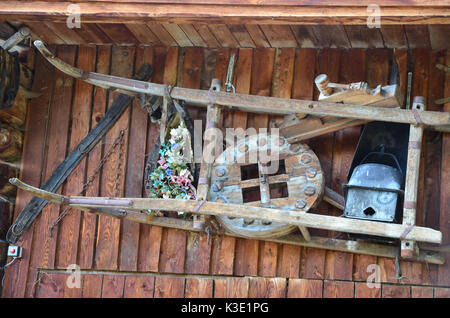 Austria, Tyrol, Zillertal, Höhenstrasse, alpine hut, tools, antique, Stock Photo