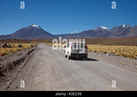 Chile, the North, Andines highland, volcanoes, car, Stock Photo