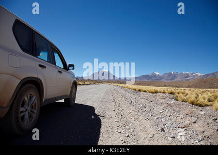 Chile, the North, Andines highland, volcanoes, car, Stock Photo