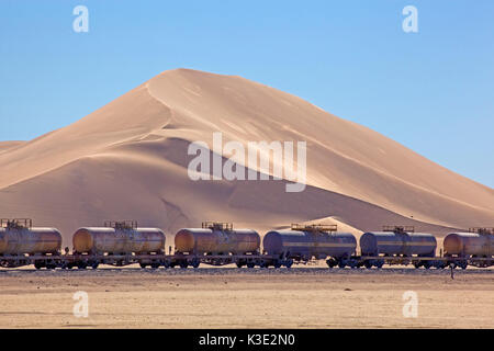 Africa, Namibia, desert, Namib desert, Erongo region, Dorob national park, dune area, goods train, Stock Photo