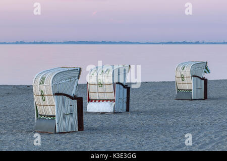 Beach chairs on the beach on the Steinwarder, Heiligenhafen, Holstein, Ostholstein, Schleswig - Holstein, Germany, Stock Photo