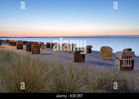 Beach chairs on the beach of Niendorf, Timmendorfer beach, Schleswig - Holstein, Germany, Stock Photo