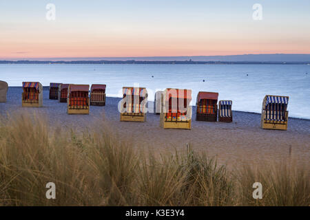 Beach chairs on the beach of Niendorf, Timmendorfer beach, Schleswig - Holstein, Germany, Stock Photo