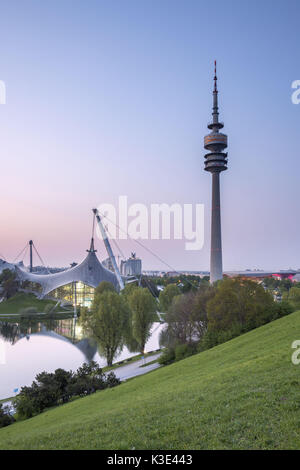 Olympic tower and tent roof of the Olympic swimming hall, Olympic ...