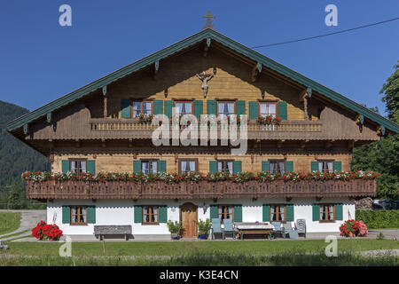 Farmhouse in Lenggries, Upper Bavaria, Bavaria, Germany, Stock Photo