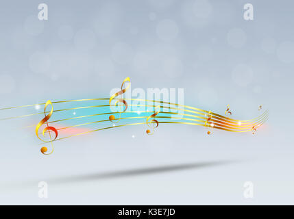 abstract golden music notes on bright background Stock Photo