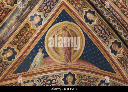 Fresco of Jesus Christ created in 1450 by the Renaissance artist Vecchietta in the Siena Baptistery of San Giovanni at the Cathedral of Siena, Tuscany Stock Photo