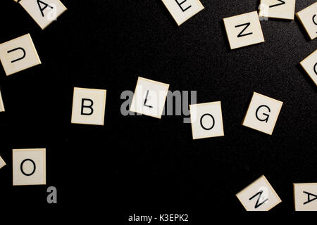 blog - letter on black background Stock Photo