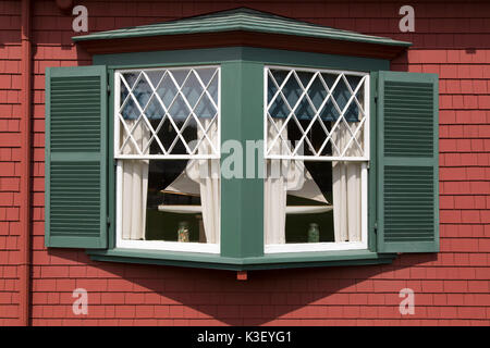 Window of the Roosevelt Cottage at Roosevelt Campobello International Park Campobello Island in New Brunswick, Canada. The former summer residence of  Stock Photo