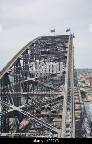 SYDNEY,NSW,AUSTRALIA-NOVEMBER 20,2016: Bridge climbers on the Sydney Harbour Bridge in Sydney, Australia. Stock Photo