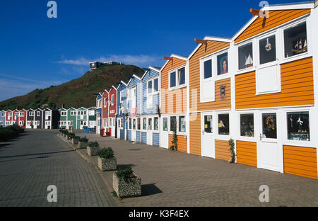 Lobster booths in the harbour, island Helgoland, Schleswig - Holstein, North Germany, Germany, Europe, Stock Photo