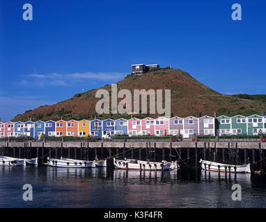 Lobster booths in the harbour, island Helgoland, Schleswig - Holstein, North Germany, Germany, Europe Stock Photo