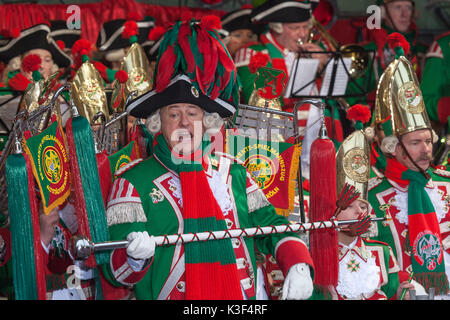 The opening of the street carnival at Fat Thursday in the carnival on old market, Cologne, North Rhine-Westphalia, Germany, Europe Stock Photo