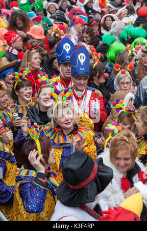 The opening of the street carnival at Fat Thursday in the carnival on old market, Cologne, North Rhine-Westphalia, Germany, Europe Stock Photo