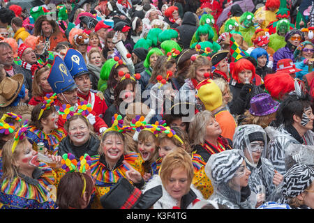 The opening of the street carnival at Fat Thursday in the carnival on old market, Cologne, North Rhine-Westphalia, Germany, Europe Stock Photo