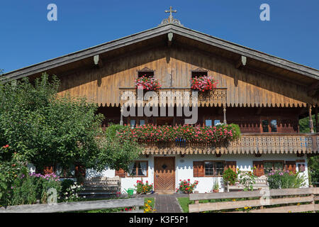 Farmhouse in Lenggries, Upper Bavaria, Bavaria, Germany Stock Photo