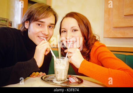 Young couple at the cafe Stock Photo