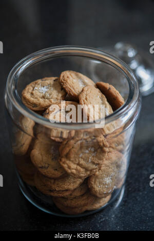 Cookie Jar Filled with Chocolate Chip Cookies Stock Photo