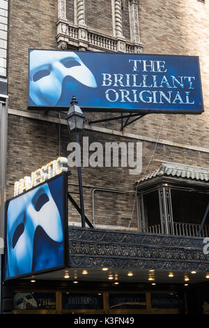 'Phantom of the Opera' Marquee at The Majestic Theatre, 245 W. 44th Street, Times Square, NYC Stock Photo