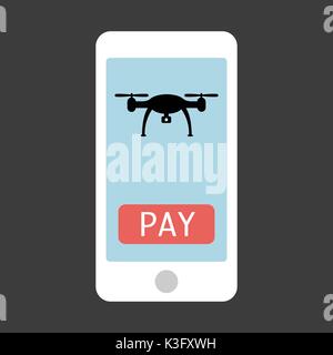 smartphone with drone remote control app Stock Vector