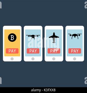Mobile applications concept with phones flat illustration eps10 Stock Vector