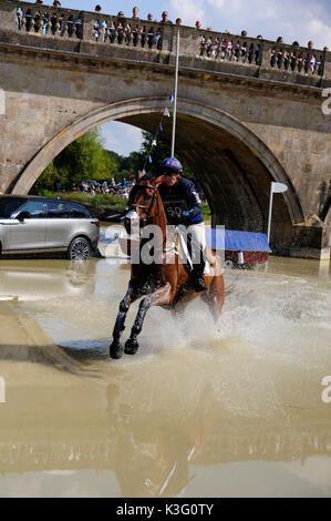 Stamford, UK. 02nd Sep, 2017. Zara Tindall (GBR) riding High Kingdom during the Cross Country Phase of the 2017 Land Rover Burghley Horse Trials, Stamford, United Kingdom. Credit: Jonathan Clarke/Alamy Live News Stock Photo