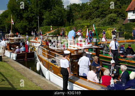 Teddington, Middlesex, United Kingdom. 2nd Sep, 2017. Boats in the Association of Dunkirk Little Ships on the Annual Veterans Cruise moored in Teddington Lock Credit: Emma Durnford/ Alamy Live News Stock Photo
