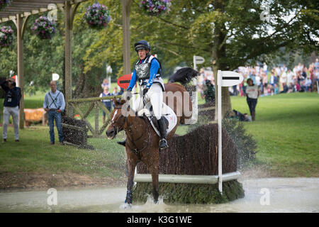 Stamford, Lincs, UK. 02nd Sep, 2017. Kristina COOK riding Star Witness in Burghley horse trials cross country day 02/09/2017. Credit: steve Brownley/Alamy Live News Stock Photo