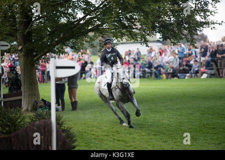 Stamford, Lincs, UK. 02nd Sep, 2017. Harry Dzenis riding Xam at landrover Burghley Horse trials cross country event on 02/09/2017 Credit: steve Brownley/Alamy Live News Stock Photo