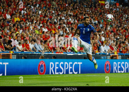 Antonio Candreva (6) Italian player.  In action during the qualifying match for the 2018 World Cup, Round 7, between Spain vs Italy at the Santiago Bernabeu stadium in Madrid, Spain, September 2, 2017 . Stock Photo