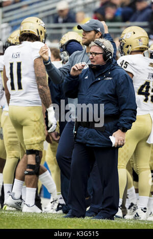 University Park, Pennsylvania, USA. 2nd Sep, 2017. September 02, 2017: Akron Zips head coach Terry Bowden looks on during the NCAA football game between Penn State Nittany Lions and Akron Zips at Beaver Stadium in University Park, Pennsylvania. Credit: Scott Taetsch/ZUMA Wire/Alamy Live News Stock Photo