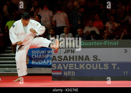 Budapest, Hungary. 2nd Sep, 2017. Sara Asahina (JPN), September 2, 2017 - Judo : SUZUKI World Judo Championships Budapest 2017 Women's  78kg quarterfinal match at Budapest Sport Arena in Budapest, Hungary. Credit: Yusuke Nakanishi/AFLO SPORT/Alamy Live News Stock Photo