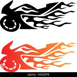 Flaming Sport Bike Motorcycle Logo Stock Vector