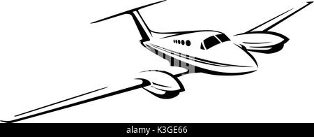 Small private twin engine airplane illustration Stock Vector