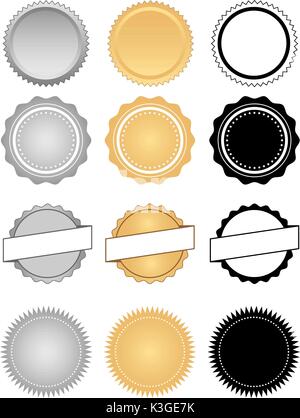 Labels, Seals, Badges and Wax Emblem Set Stock Vector