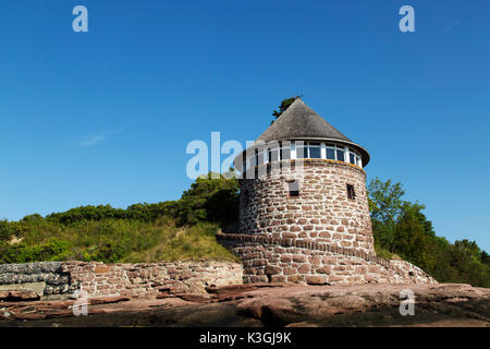 Bath house on Ministers Island in New Brunswick, Canada. The stone building was once part of the summer estate of Sir William Van Horne. Stock Photo