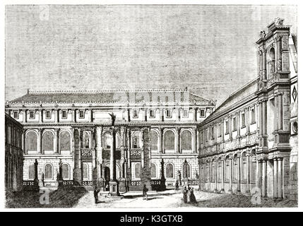Old view of Ecole des Beaux-Arts, Paris. Created by Andrew, Best and Leloir, published on Magasin Pittoresque, Paris, 1838 Stock Photo